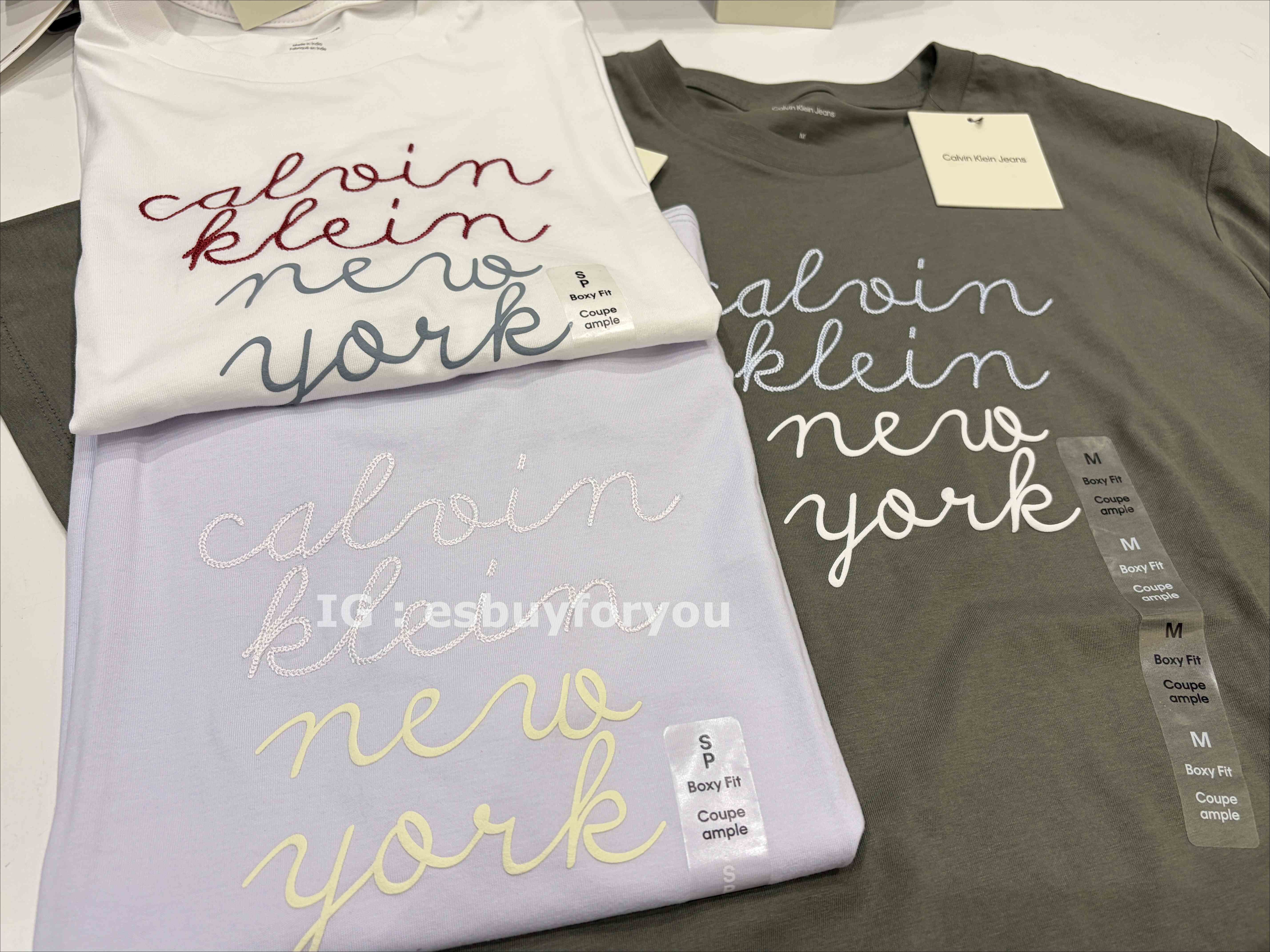 CK 女大人 刺繡字樣 小厚磅 短TEE (3色) (寬版)