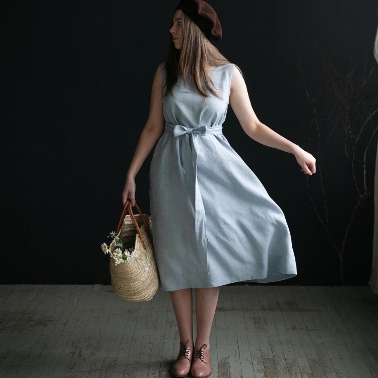 (預購)ALL THE BEAUTIFUL LINEN 大人款-無袖綁帶洋裝 SLEEVELESS DRESS