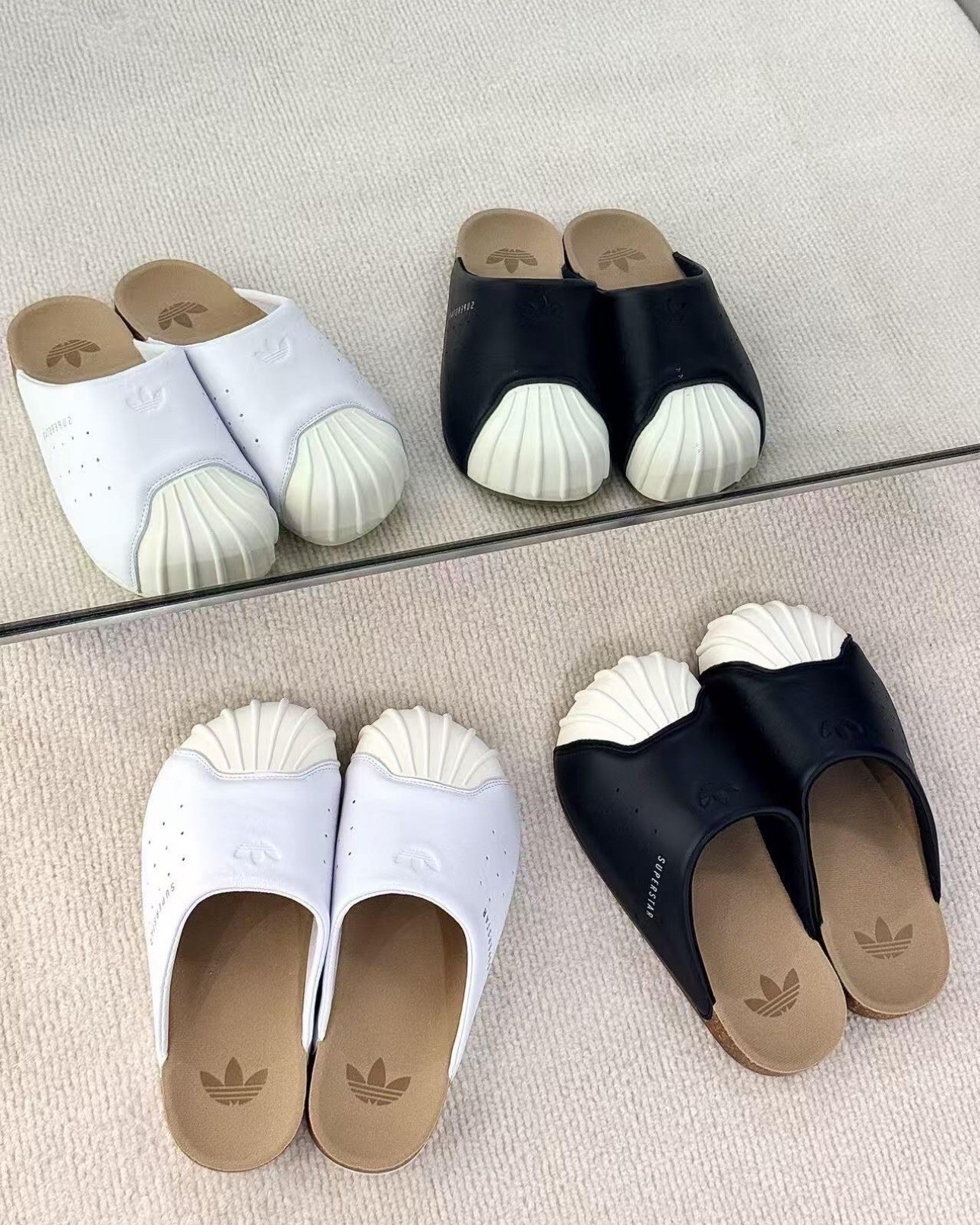 男女鞋 ADIDAS ADIMULE SUPERSTAR 黑 白 皮革 包頭 貝殼頭 勃肯鞋 穆勒鞋 拖鞋【LC0411/LC0412】