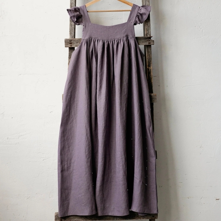 (預購)ALL THE BEAUTIFUL LINEN 大人款-亞麻天使袖長洋 PRAIRIE DRESS
