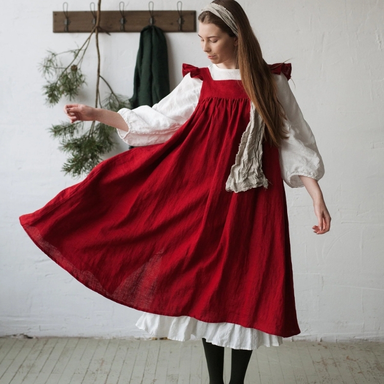 (預購)ALL THE BEAUTIFUL LINEN 大人款-亞麻天使袖長洋 PRAIRIE DRESS