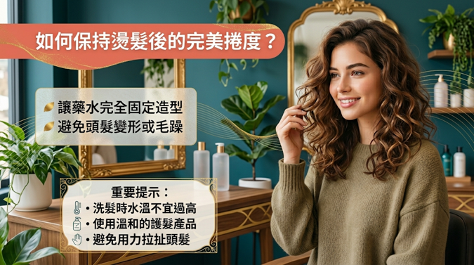 燙完頭髮多久可以洗頭？剛走出沙龍，頂著一頭期待已久的捲度或柔順直髮，心裡卻常浮現一個老問題：「燙完頭髮，到底多久才能洗頭？」深怕一不小心碰了水，就讓花了時間與費用換來的造型瞬間走樣。其實答案沒有想像中複雜——從該不該硬撐 24 至 48 小時不洗、燙後黃金修復期內哪些動作最容易破壞捲度，到第一次洗頭該用什麼手法溫和清潔，以下就帶您逐一拆解，讓您安心洗頭，也好好守護這份得來不易的好髮質。