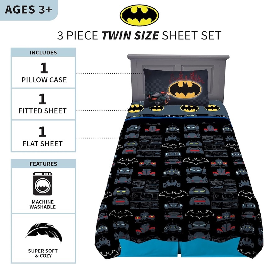 美國 Batman 3 件裝床上套裝 (單人床)