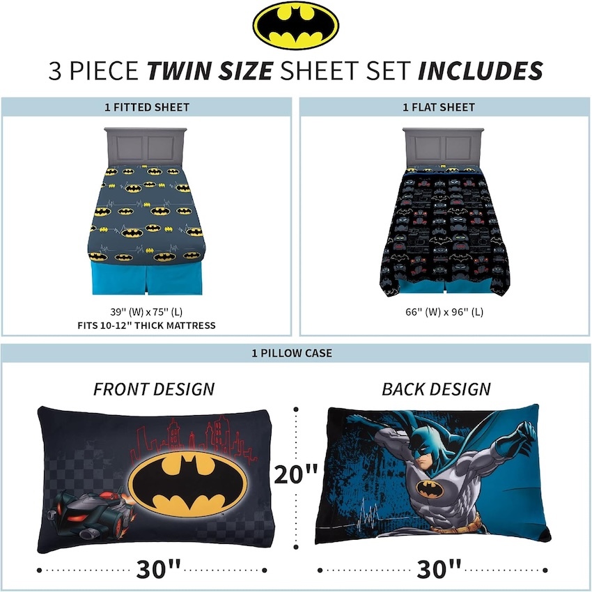 美國 Batman 3 件裝床上套裝 (單人床)
