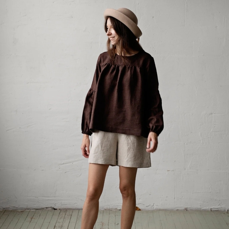 (預購)ALL THE BEAUTIFUL LINEN 大人款後綁帶上衣 VICTORIAN TUNIC
