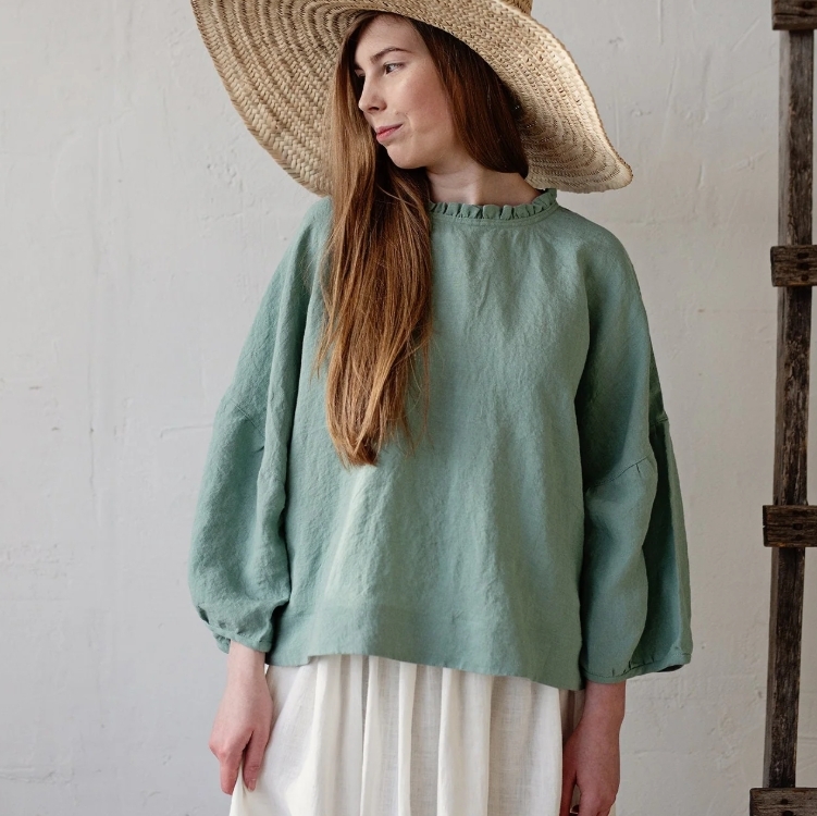 (預購)ALL THE BEAUTIFUL LINEN 大人款亞麻摺領上衣 ROMANTIC TUNIC