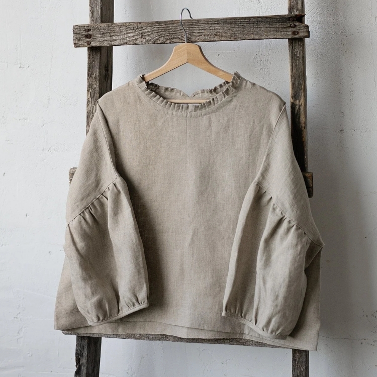 (預購)ALL THE BEAUTIFUL LINEN 大人款亞麻摺領上衣 ROMANTIC TUNIC