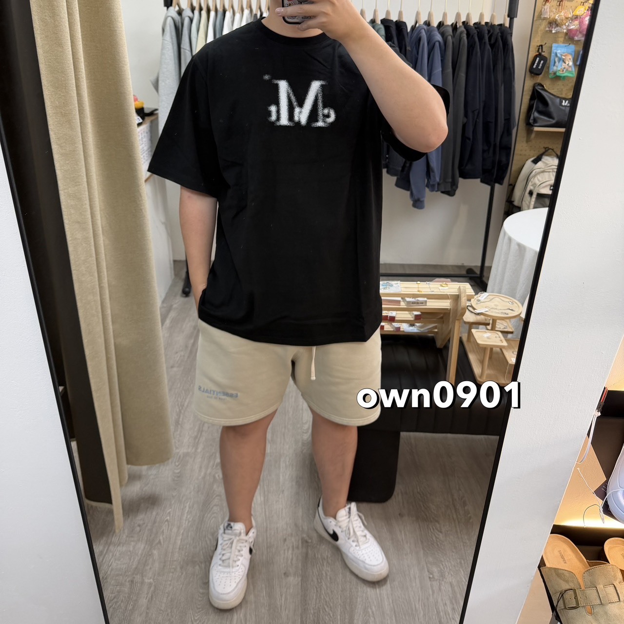 【OWN】Mucent 短袖 上衣 圓領 模糊 LOGO 寬鬆 短版 春夏 男女通用 情侶款 黑色 P00000ME