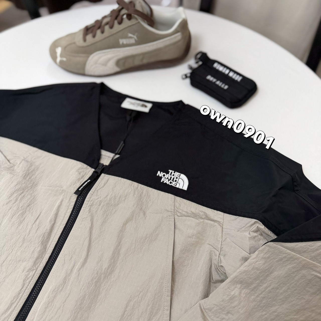 【OWN】The North Face 春夏 薄長袖 外套 短版 開襟 罩衫 抽繩 無領 縮口 女款 奶油白 NJ3LQ32J