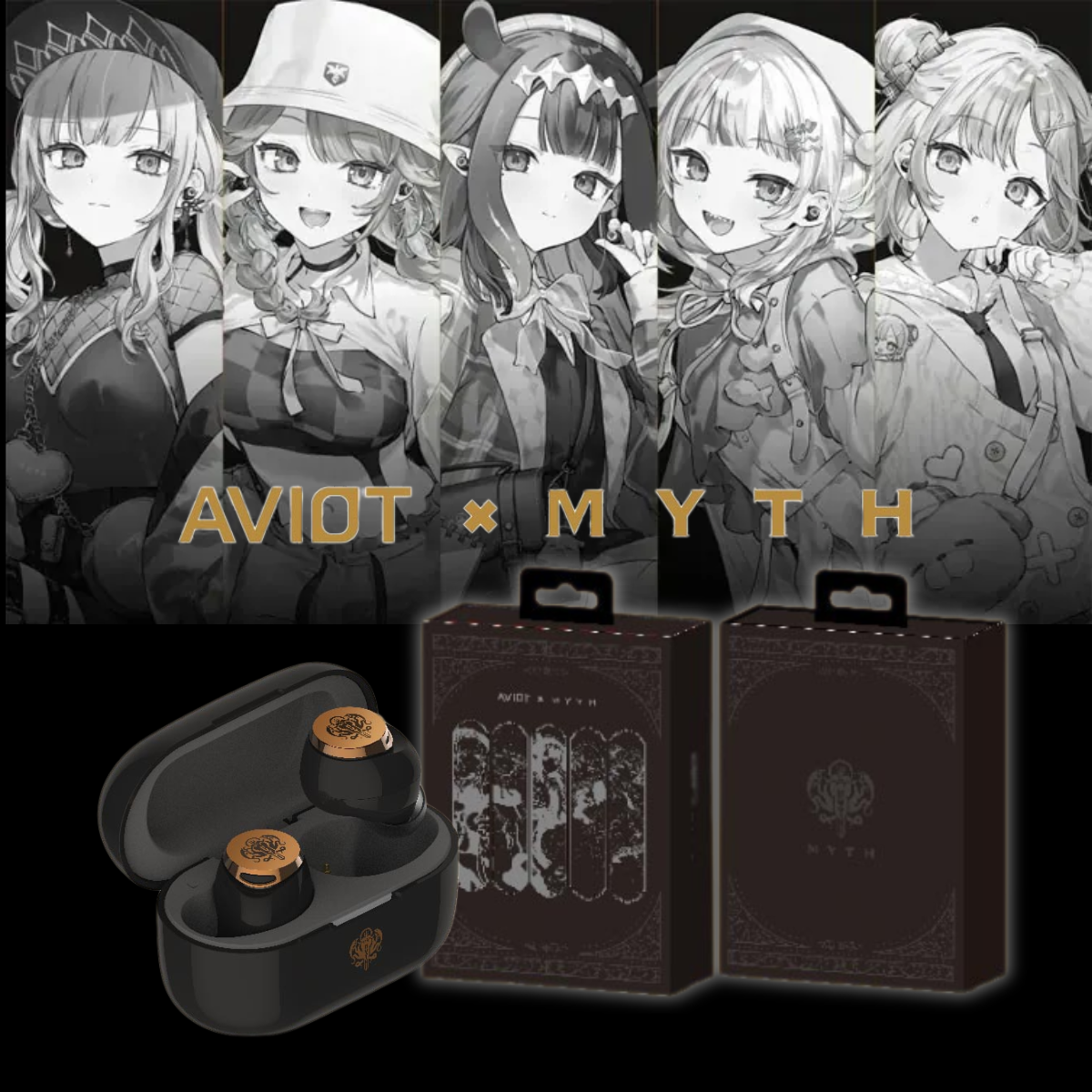 [陳列品]  AVIOT TE-V1R-HEN "Hololive English -Myth-" 真無線耳機 (沒有外盒)