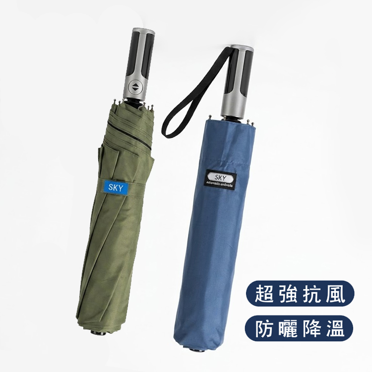 【SKY】27吋黑膠自動開收折傘 自動傘 折傘 摺疊傘 顏色隨機