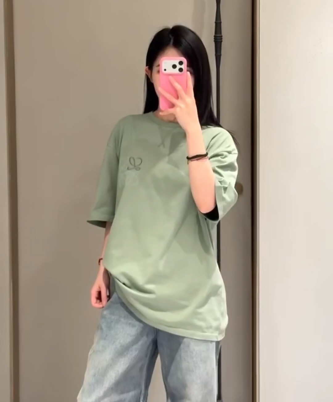 LOEWE 綠色 LOGO 立體刺繡 Tee