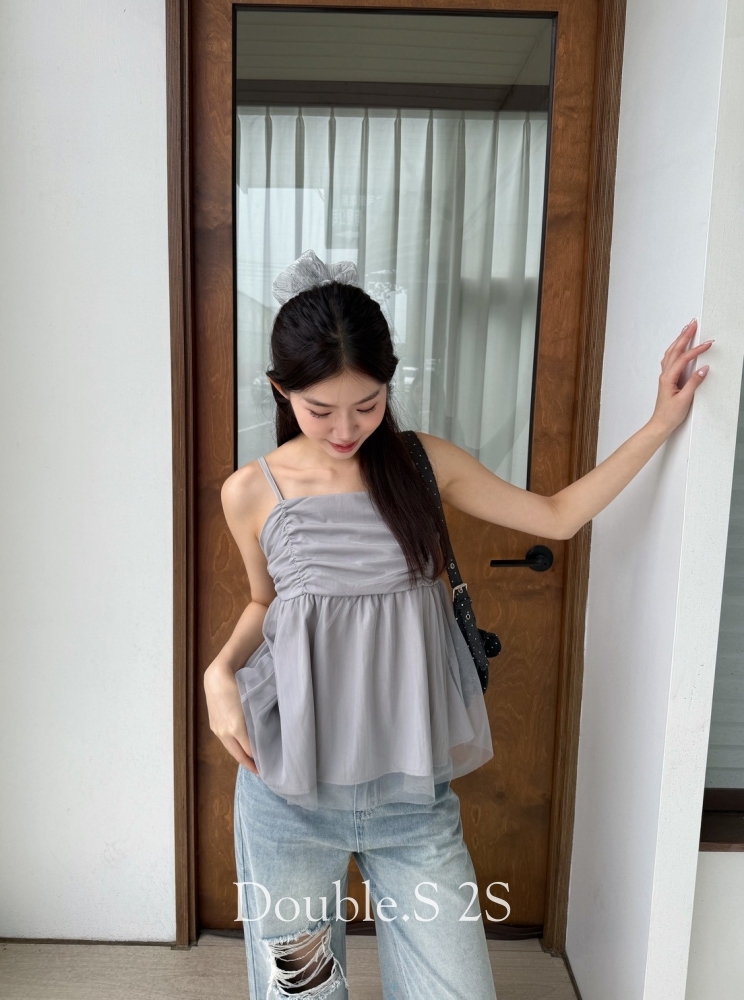 柔霧浪漫紗感細肩背心*3色