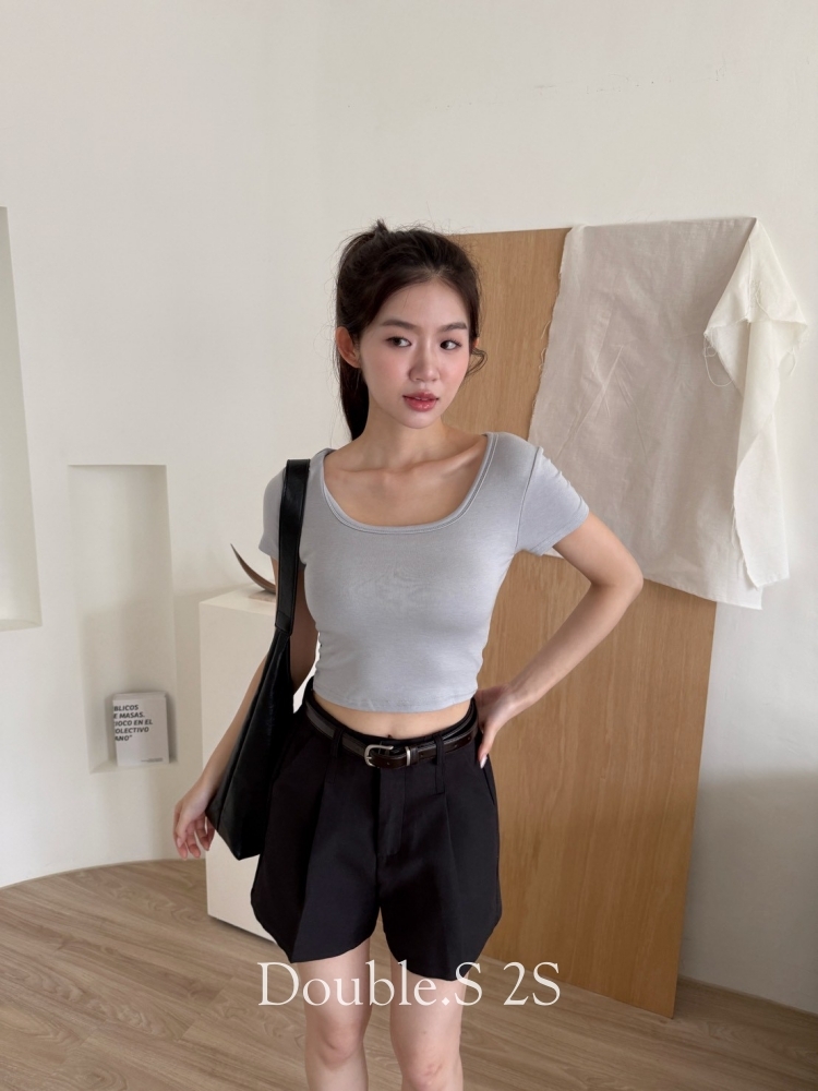 日常款!方領彈性bra素tee*3色