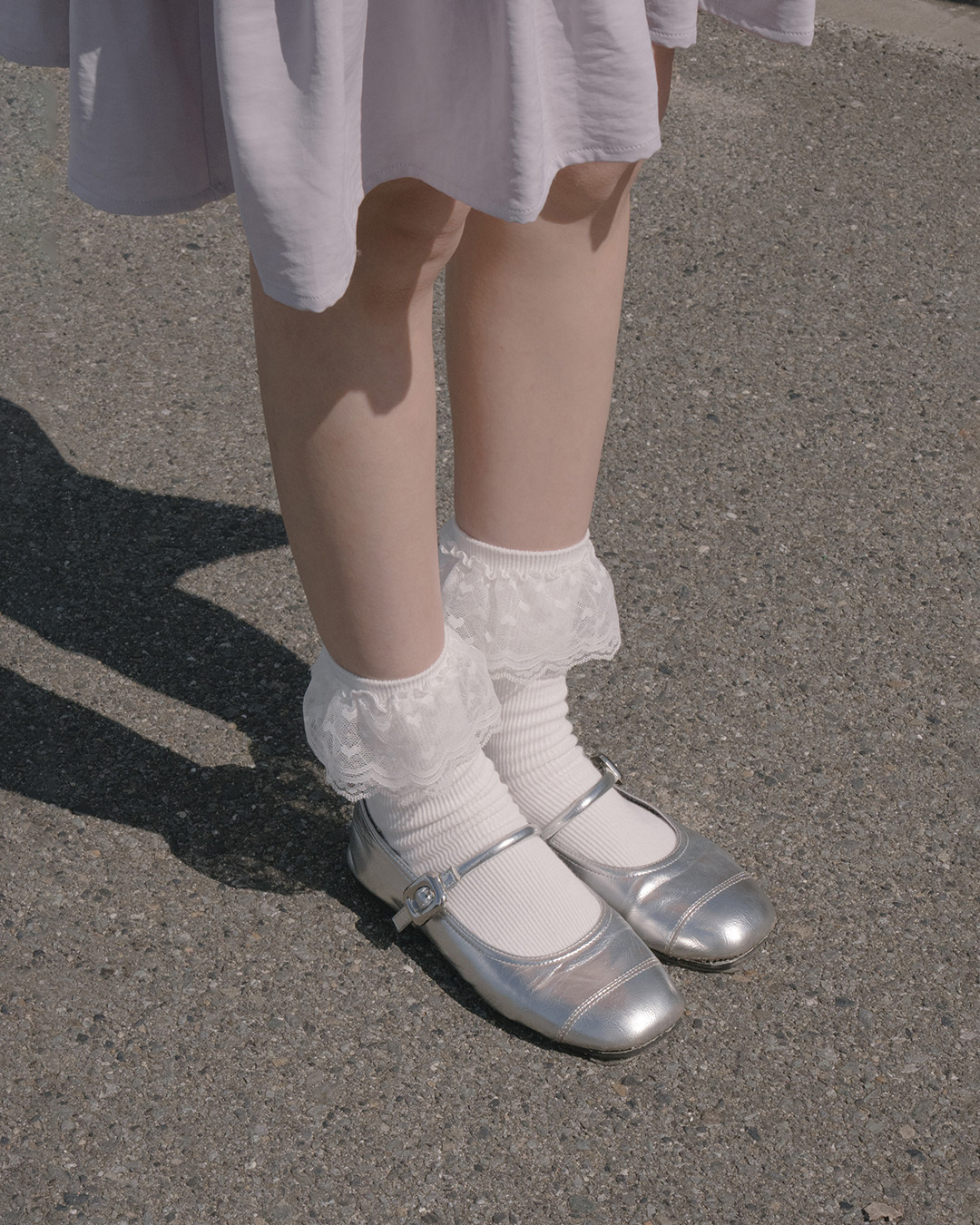 Double-layered heart-shaped lace mid-calf socks【07110620】in stock+pre-order