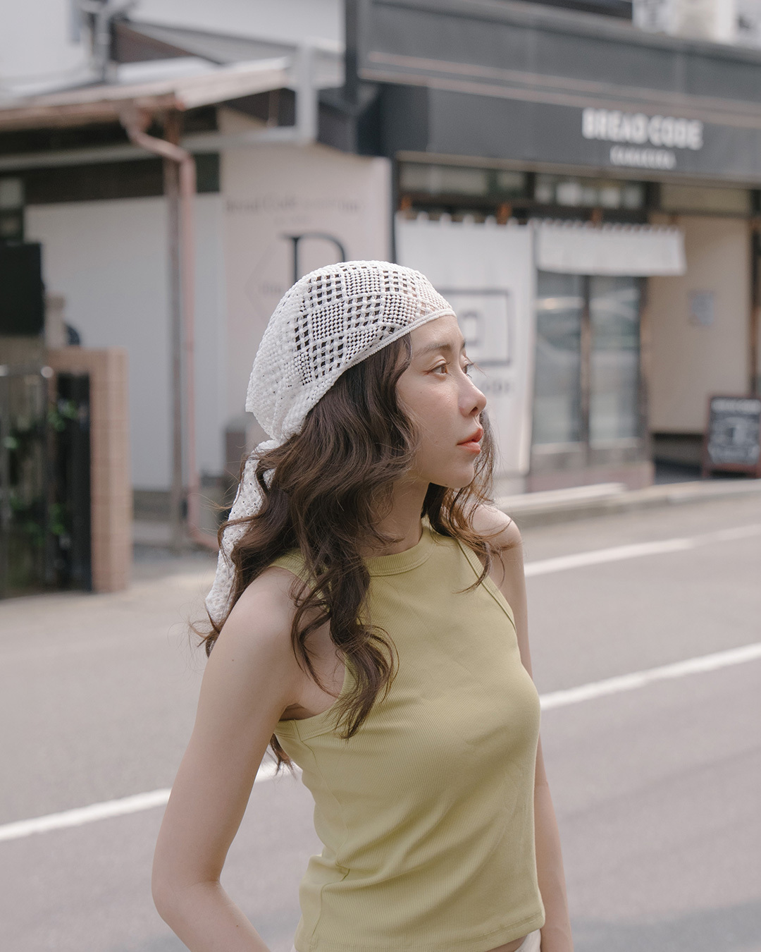 Simple checkered triangular scarf【07130061】in stock+pre-order