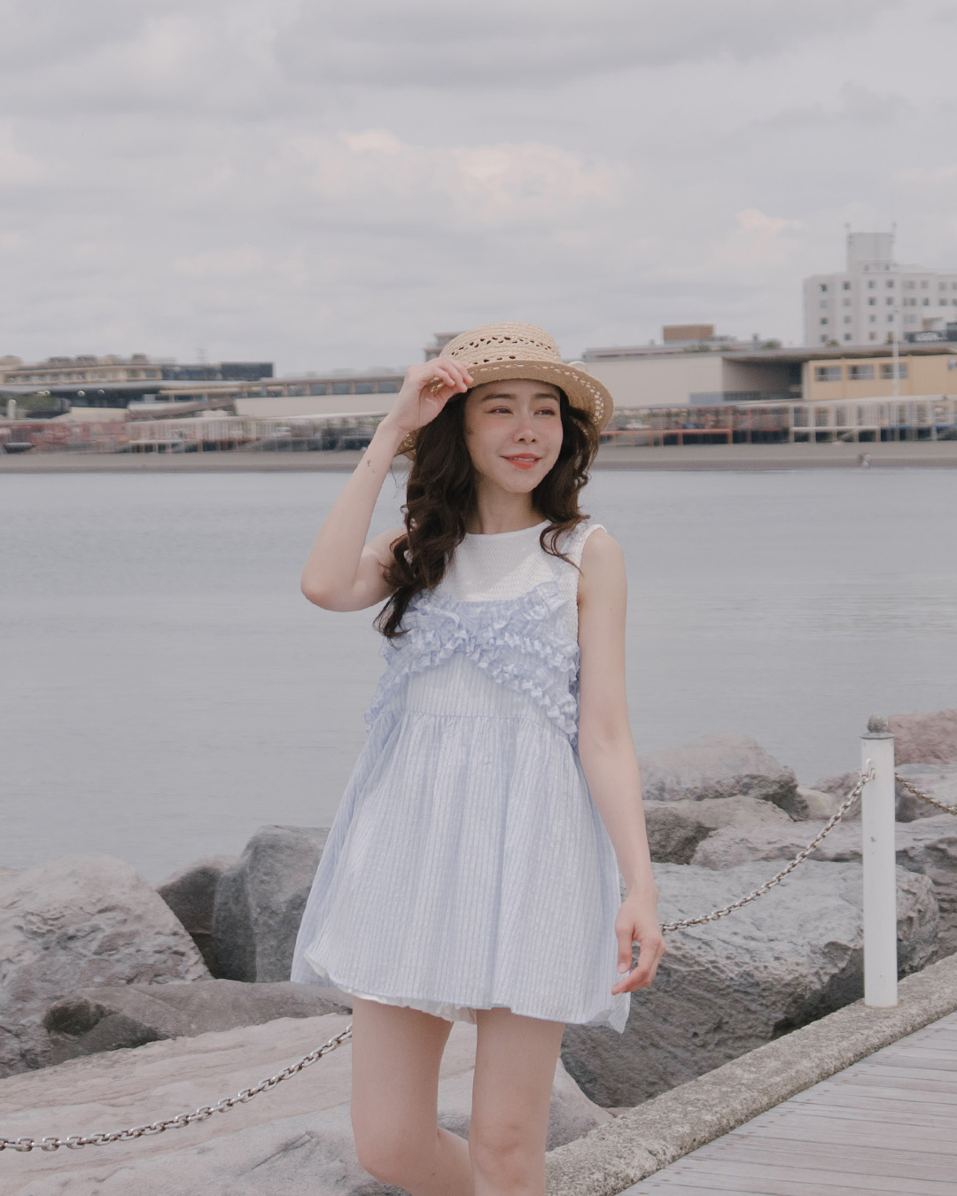 Ruffled plaid patterned blouse vest, available in three colors【01099535】in stock+pre-order