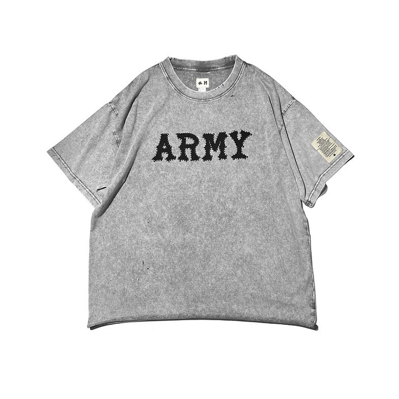 Club Stubborn The Studded Army Tee - Washed Grey