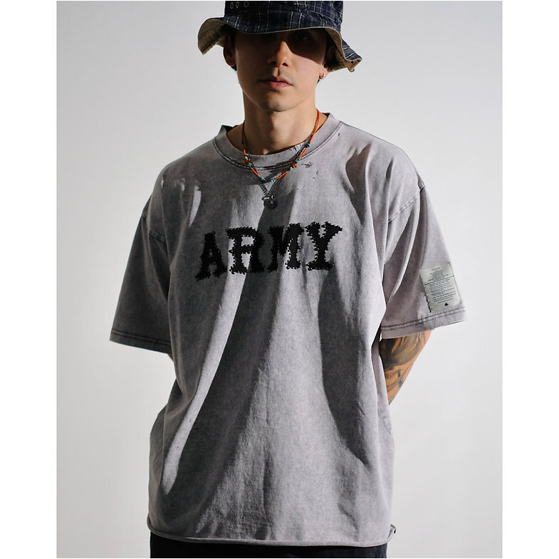 Club Stubborn The Studded Army Tee - Washed Grey
