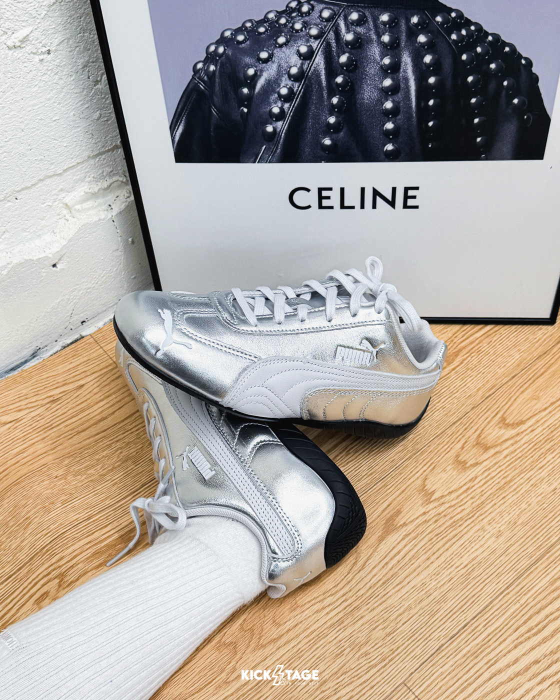 女鞋 PUMA W SPEEDCAT SILVER 銀白黑 金屬 皮革 薄底 復古 休閒 賽車鞋【406881-01】