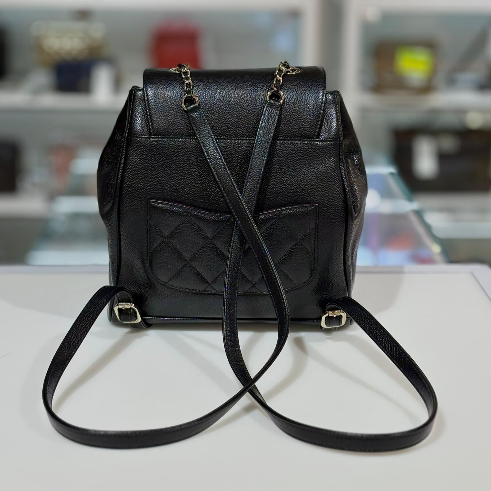全新CHANEL背包 BACKPACK A93748 AFFINITY BUSINESS 黑色荔枝皮金扣 @31開 #BRAND NEW #香榭站正品
