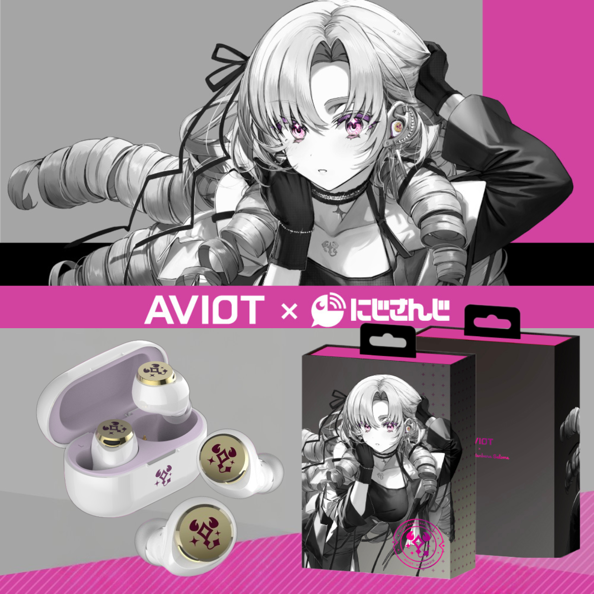 AVIOT × 彩虹社「壹百滿天原莎樂美」TE-V1R-SLM 真無線耳機
