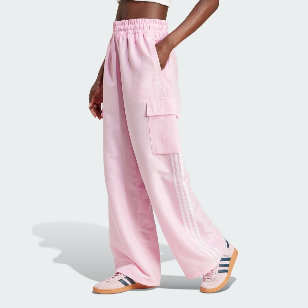 ADIDAS 長褲 ADICOLOR 粉色 工裝 口袋 直筒褲 女 JG8041