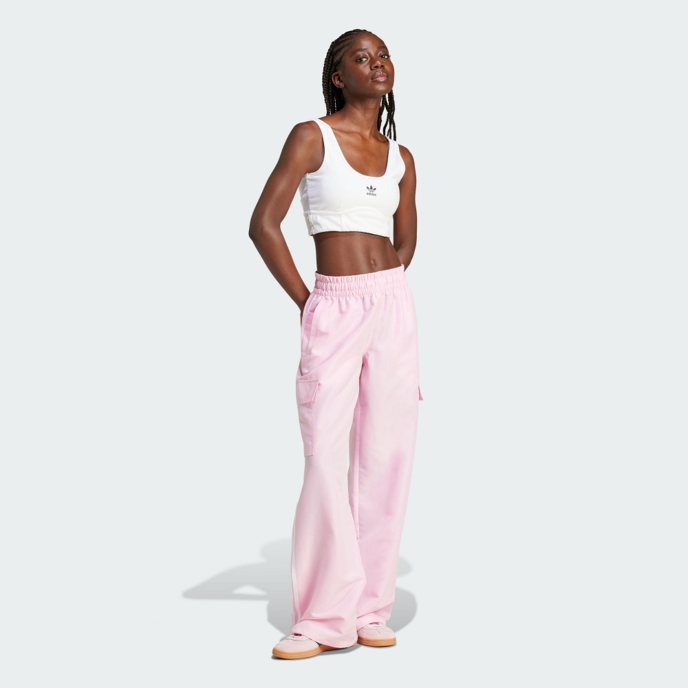 ADIDAS 長褲 ADICOLOR 粉色 工裝 口袋 直筒褲 女 JG8041