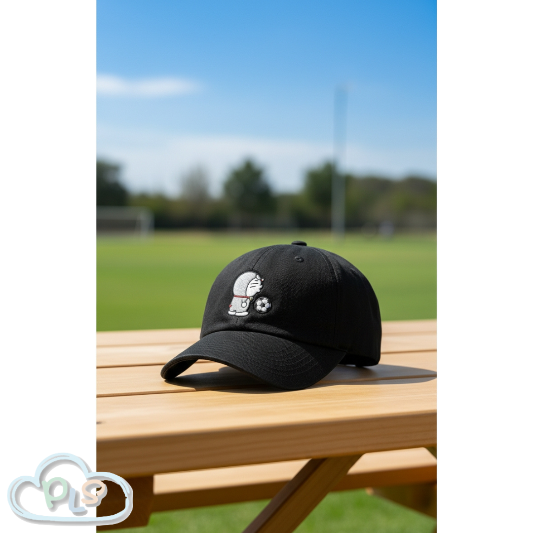 現貨 棉質刺繡cap 帽（足球）  多啦A夢 DORAEMON STORE 限定 黑色 #40188-1