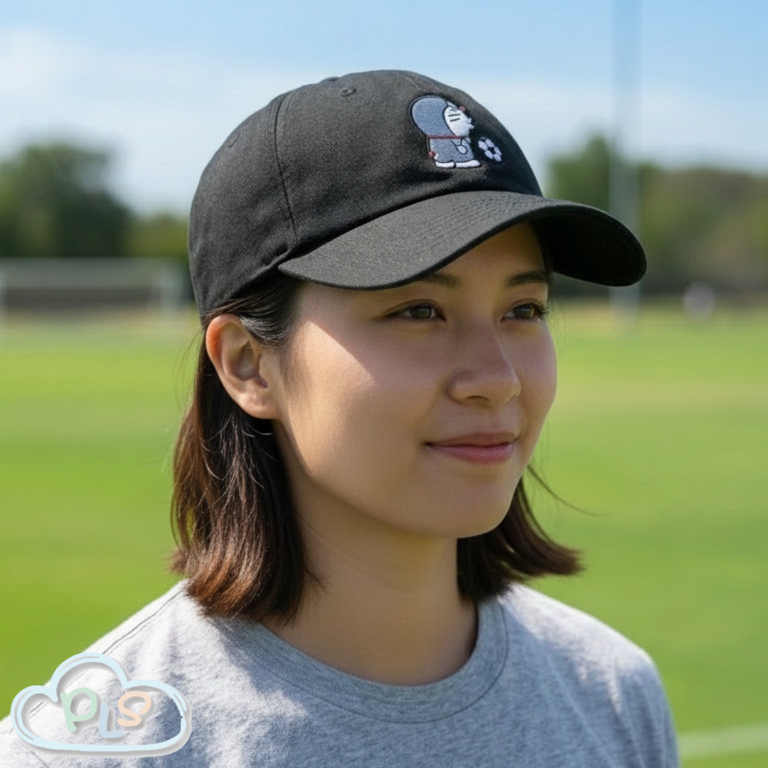 現貨 棉質刺繡cap 帽（足球）  多啦A夢 DORAEMON STORE 限定 黑色 #40188-1