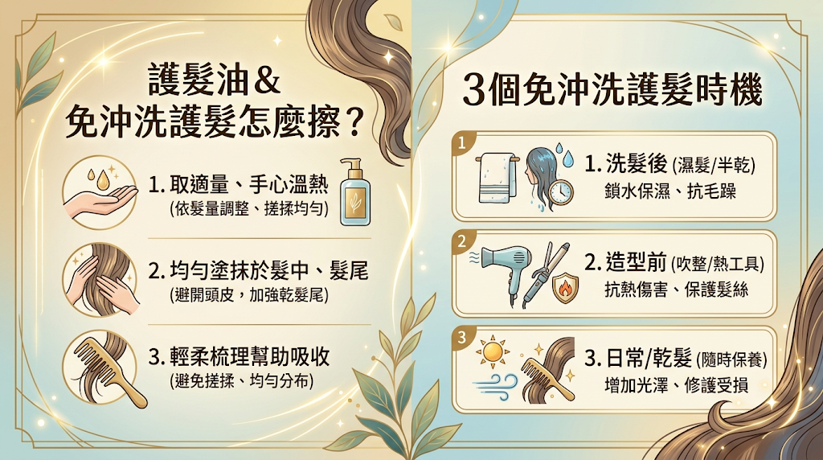 免沖洗護髮怎麼擦？3個免沖洗護髮時機