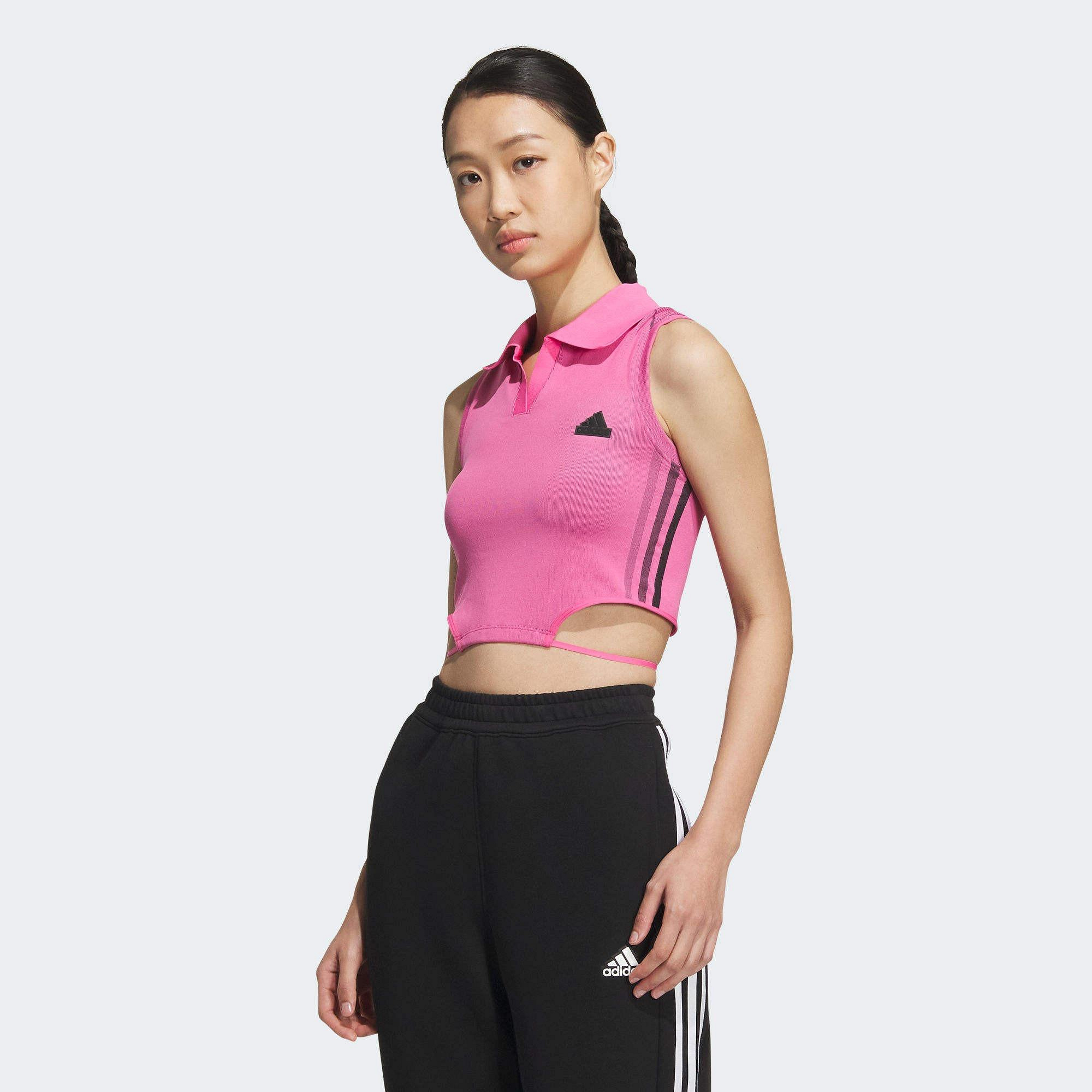 ADIDAS 背心 TANK TOP 桃紅 V領 跳舞 短版背心 女 JJ3552
