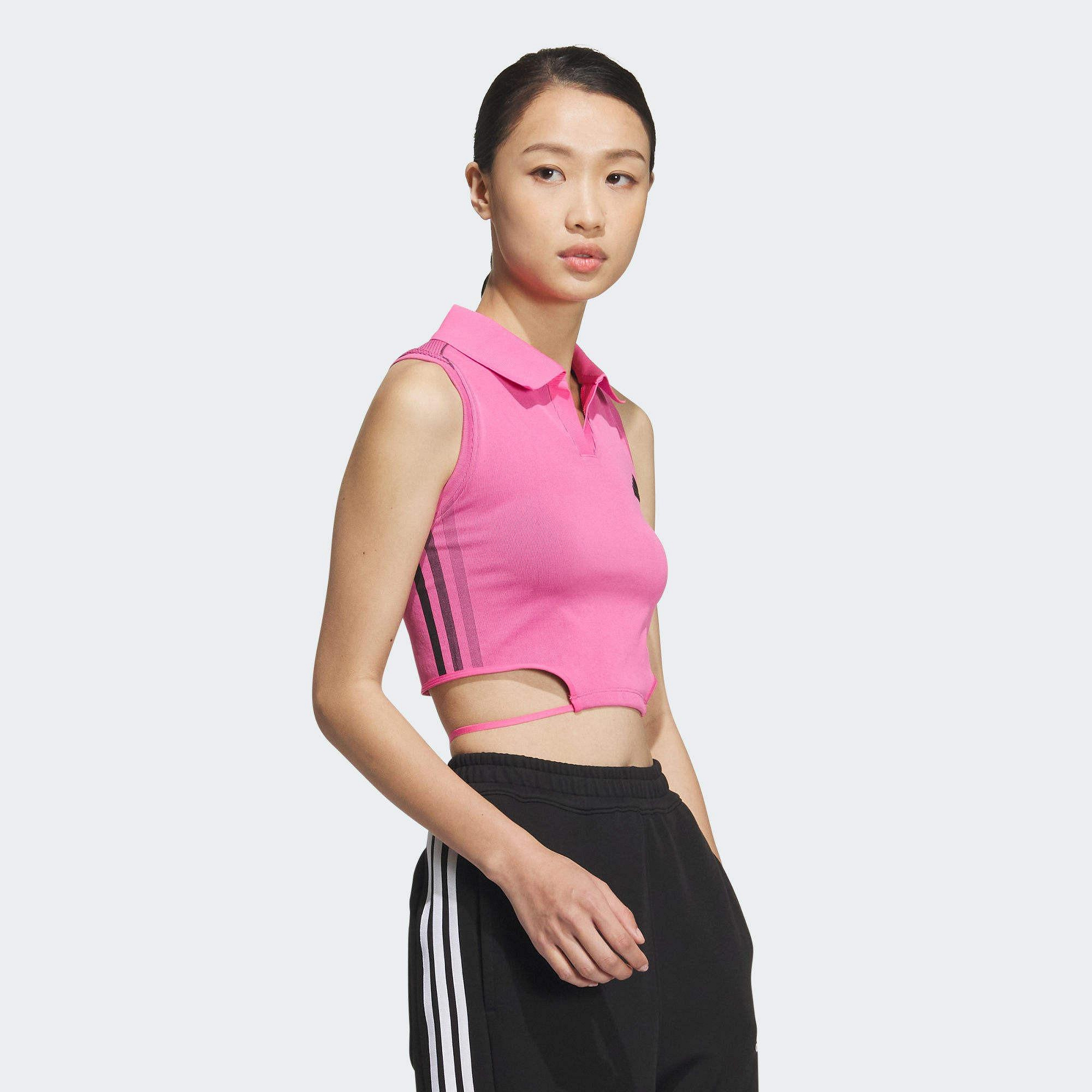 ADIDAS 背心 TANK TOP 桃紅 V領 跳舞 短版背心 女 JJ3552