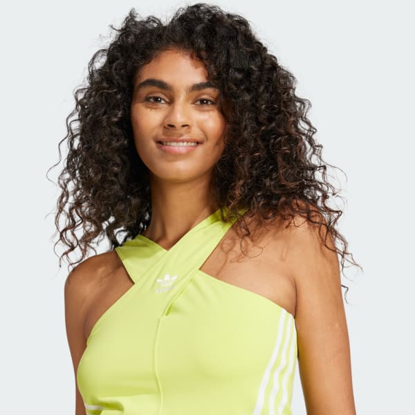 ADIDAS 背心 TANK 螢光黃 交叉 三葉草 運動背心 女 JM9260