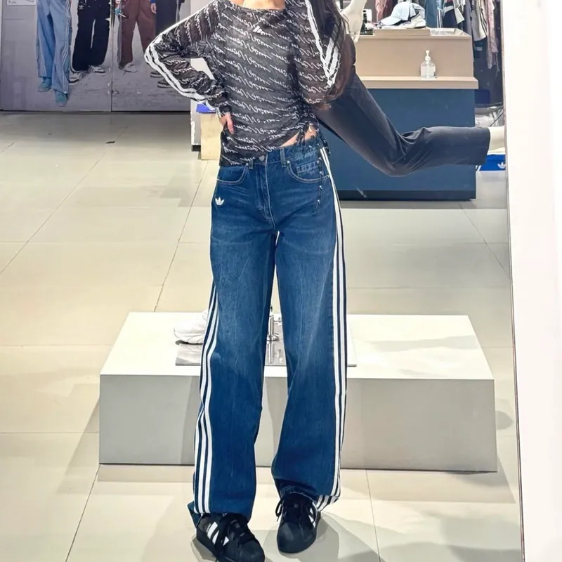 Adidas Original 直筒寬版 丹寧牛仔長褲 (2colors)