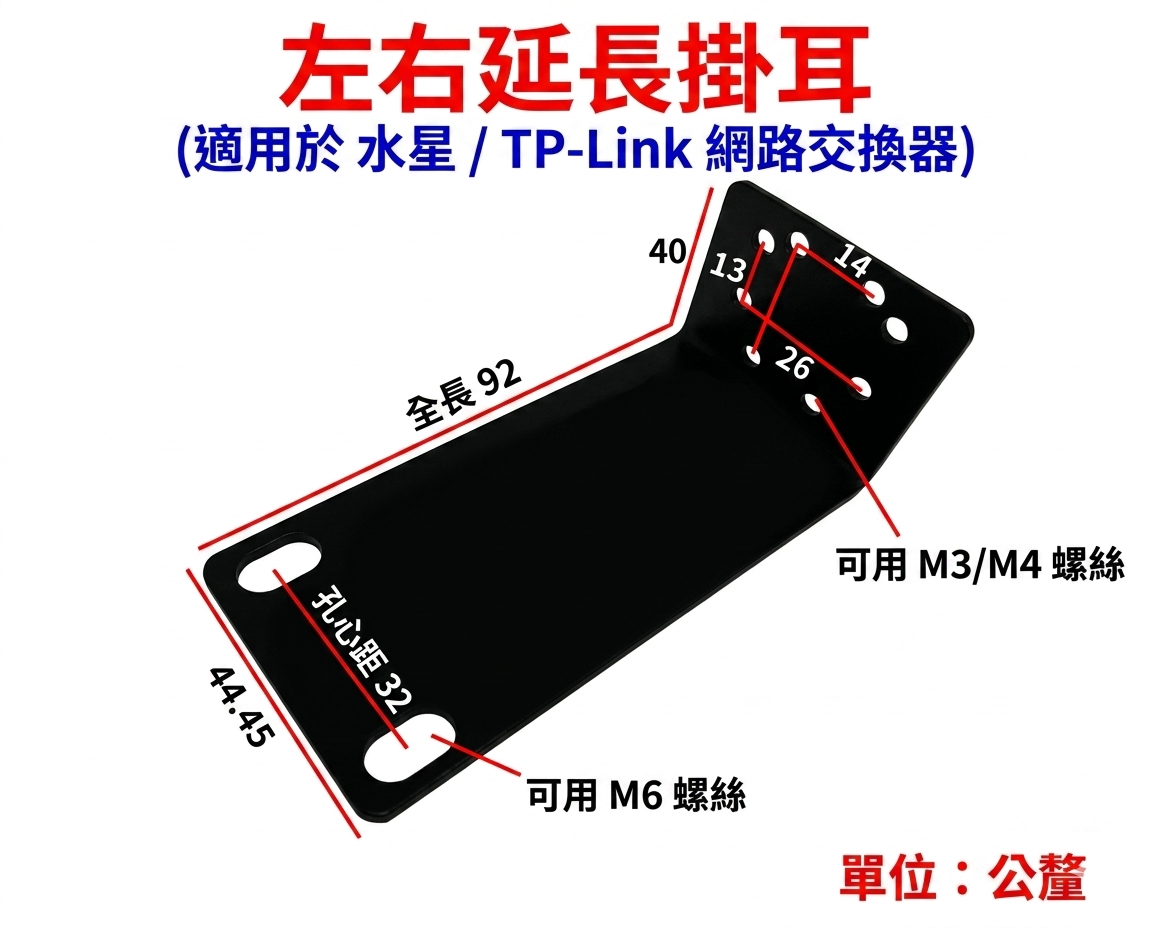 TP-LINK 水星 交換器 機架式套件 耳朵 掛耳 上機架 機櫃套件 92公分