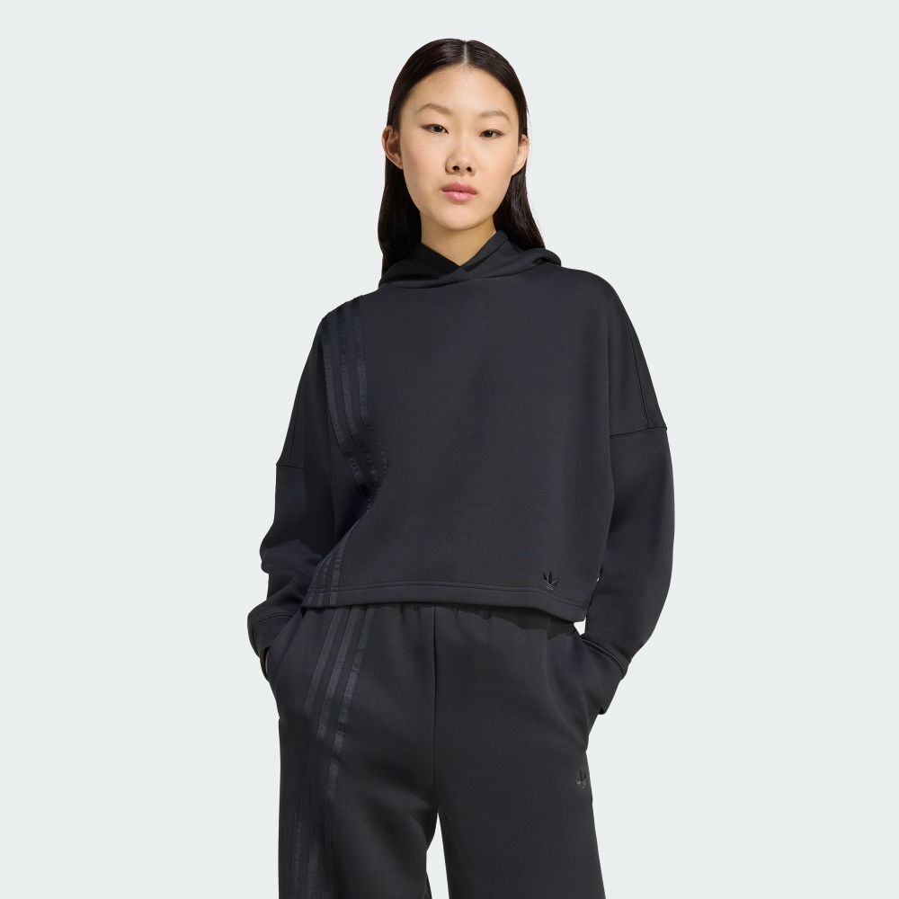ADIDAS 帽T 3-STRIPES HOODY 黑色 長袖 連帽上衣 女 JX2701