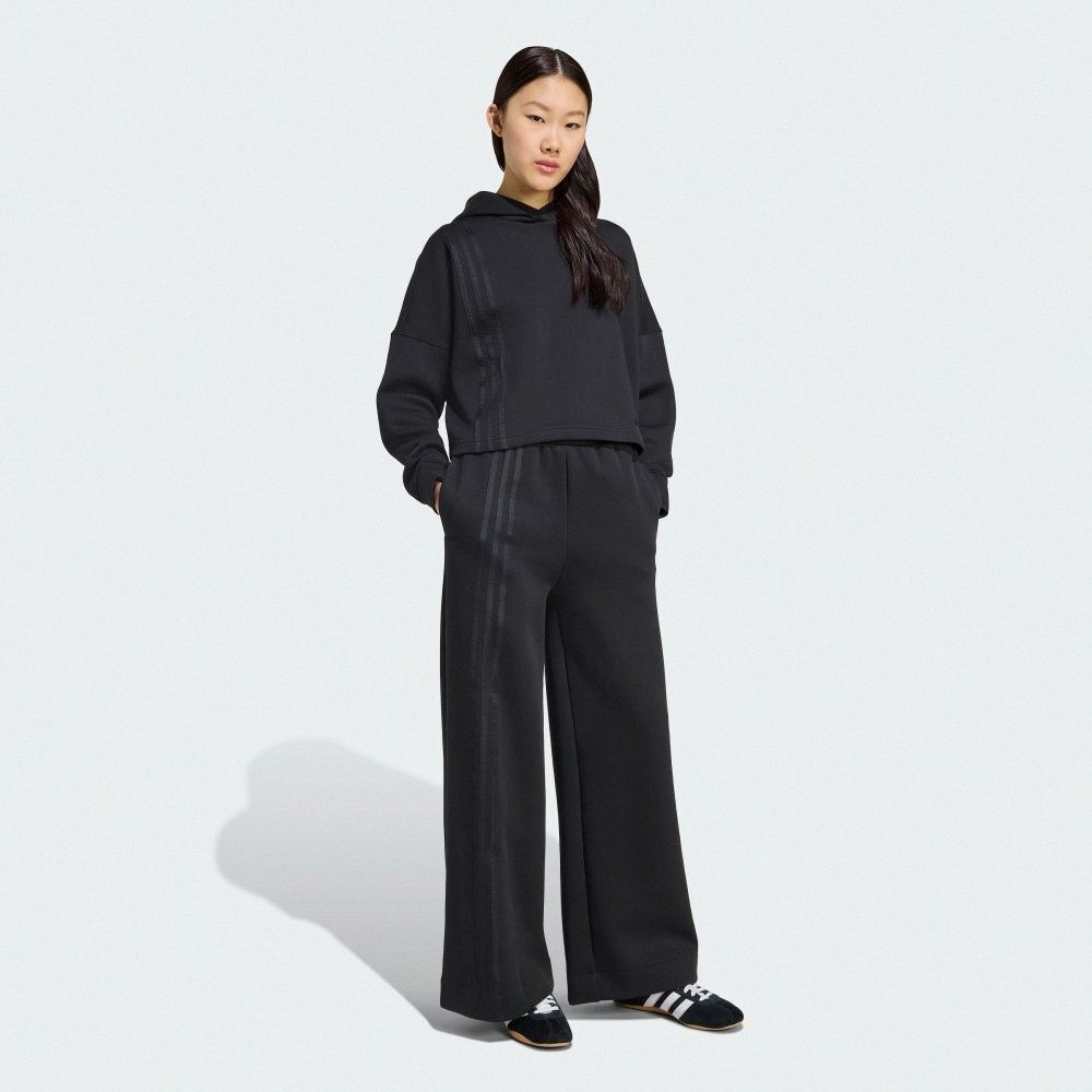 ADIDAS 帽T 3-STRIPES HOODY 黑色 長袖 連帽上衣 女 JX2701