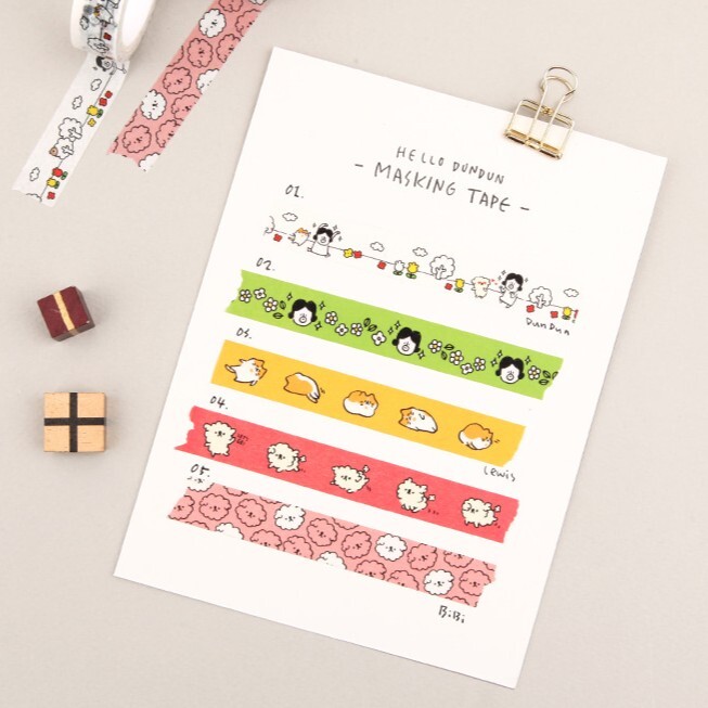 Gracebell｜Hello Dundun Masking Tape 紙膠帶 Deco tape 紙裝貼紙