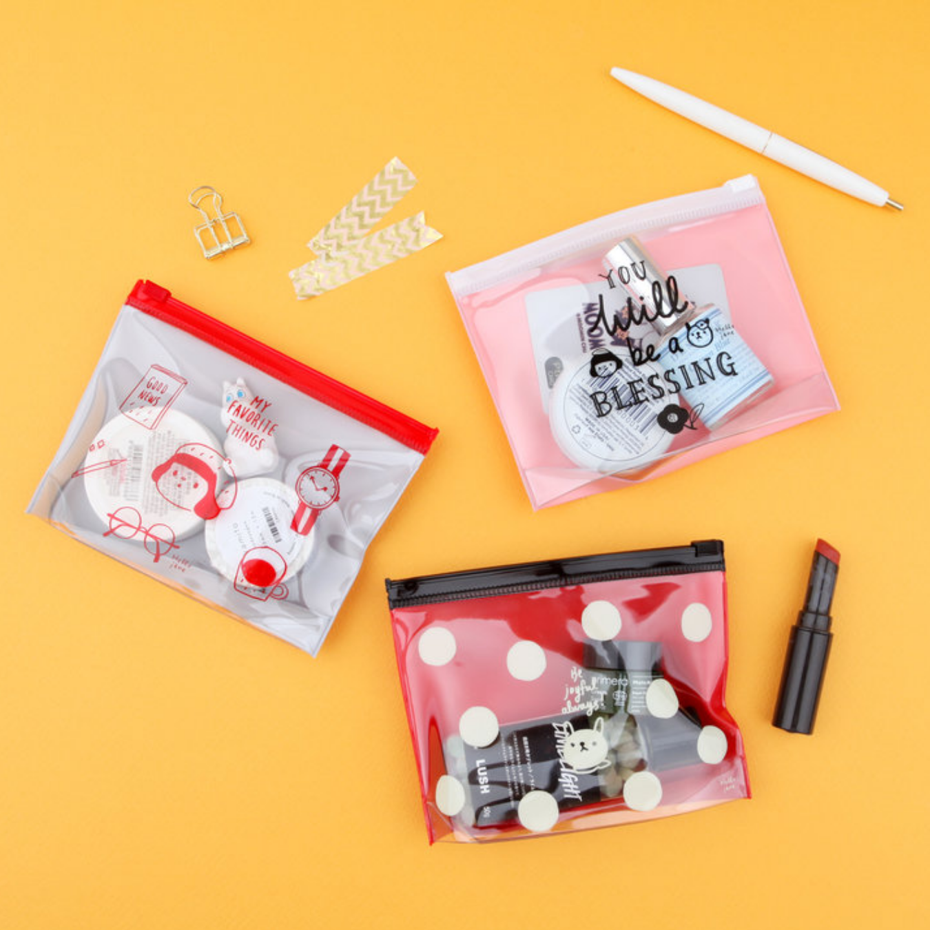 Gracebell｜Hello Jane Daily Pouch PVC 防潑水立體萬用袋 筆袋 收納袋 （S size）