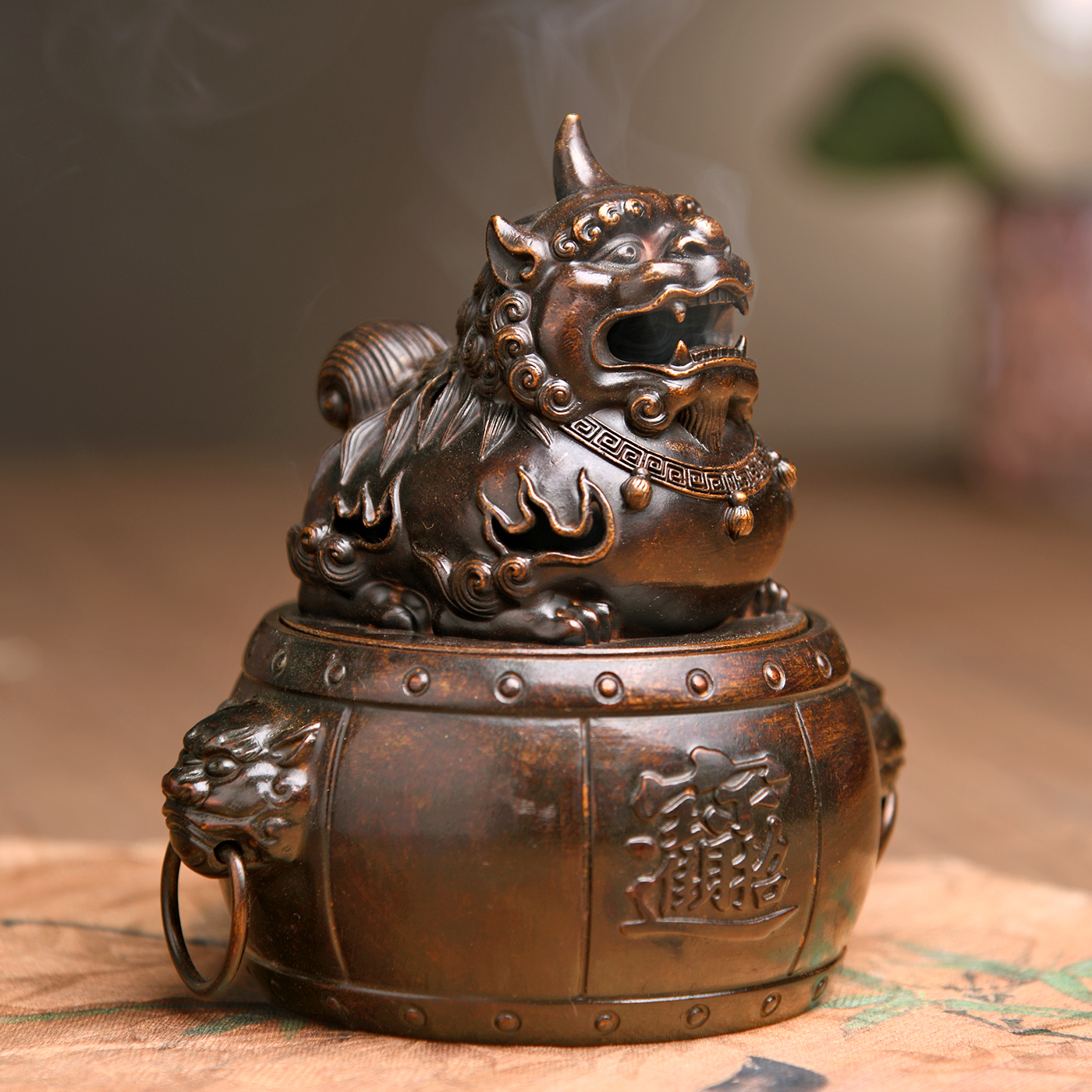 傳藝工坊- 『貔貅金鼓銅香爐』香爐聚寶盆居家擺設香道茶席精品