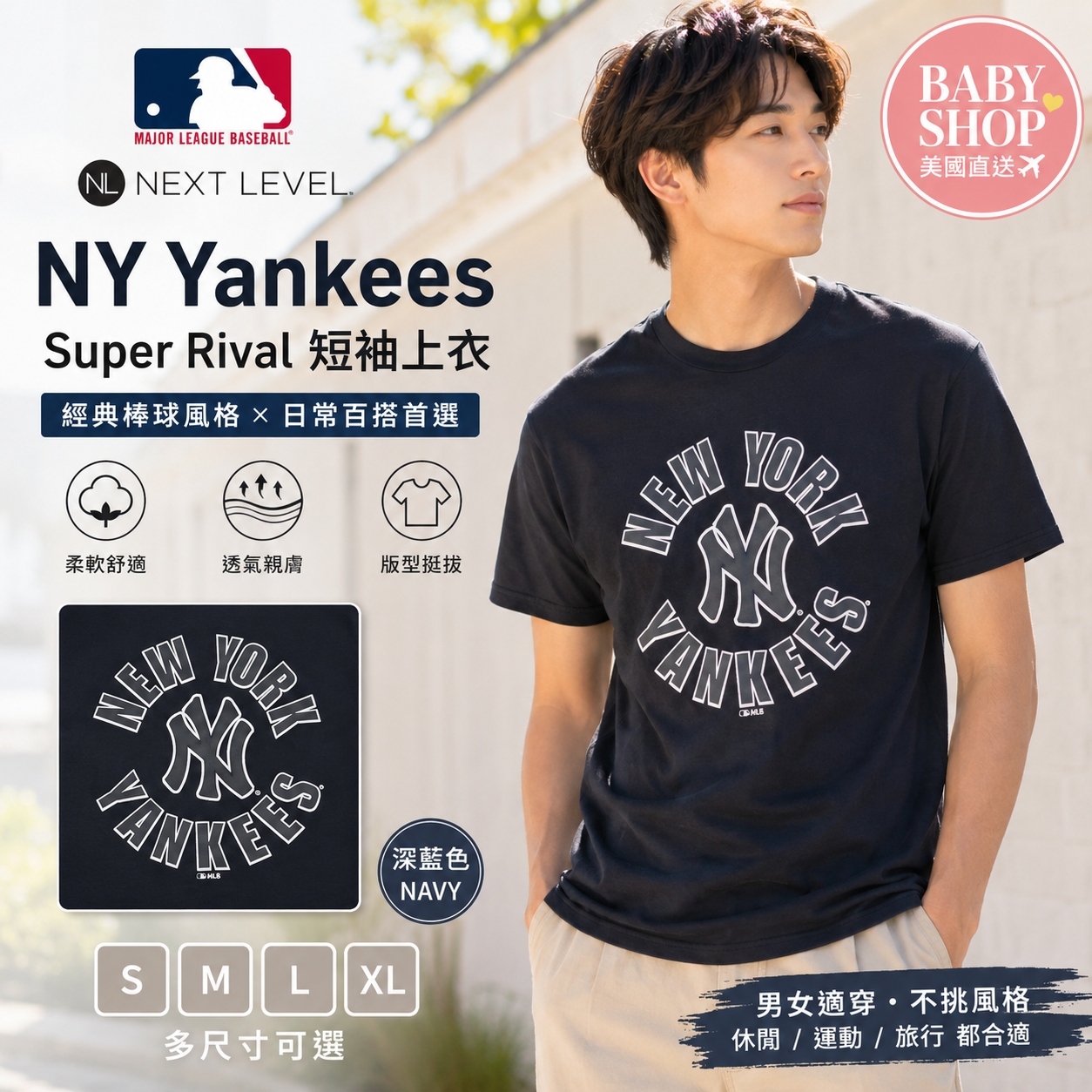 【預購】NEXT LEVEL H062312 NY Yankees Super Rival 短袖上衣 (深藍色)
