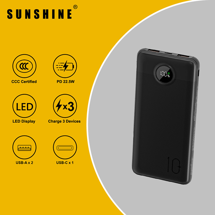[CCC Product QR Code] 10000mAh Power Bank (Black) PB010BK