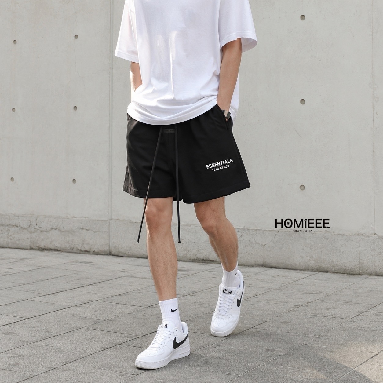FEAR OF GOD Essentials Shorts 短褲 短棉褲 抽繩 黑色 灰色