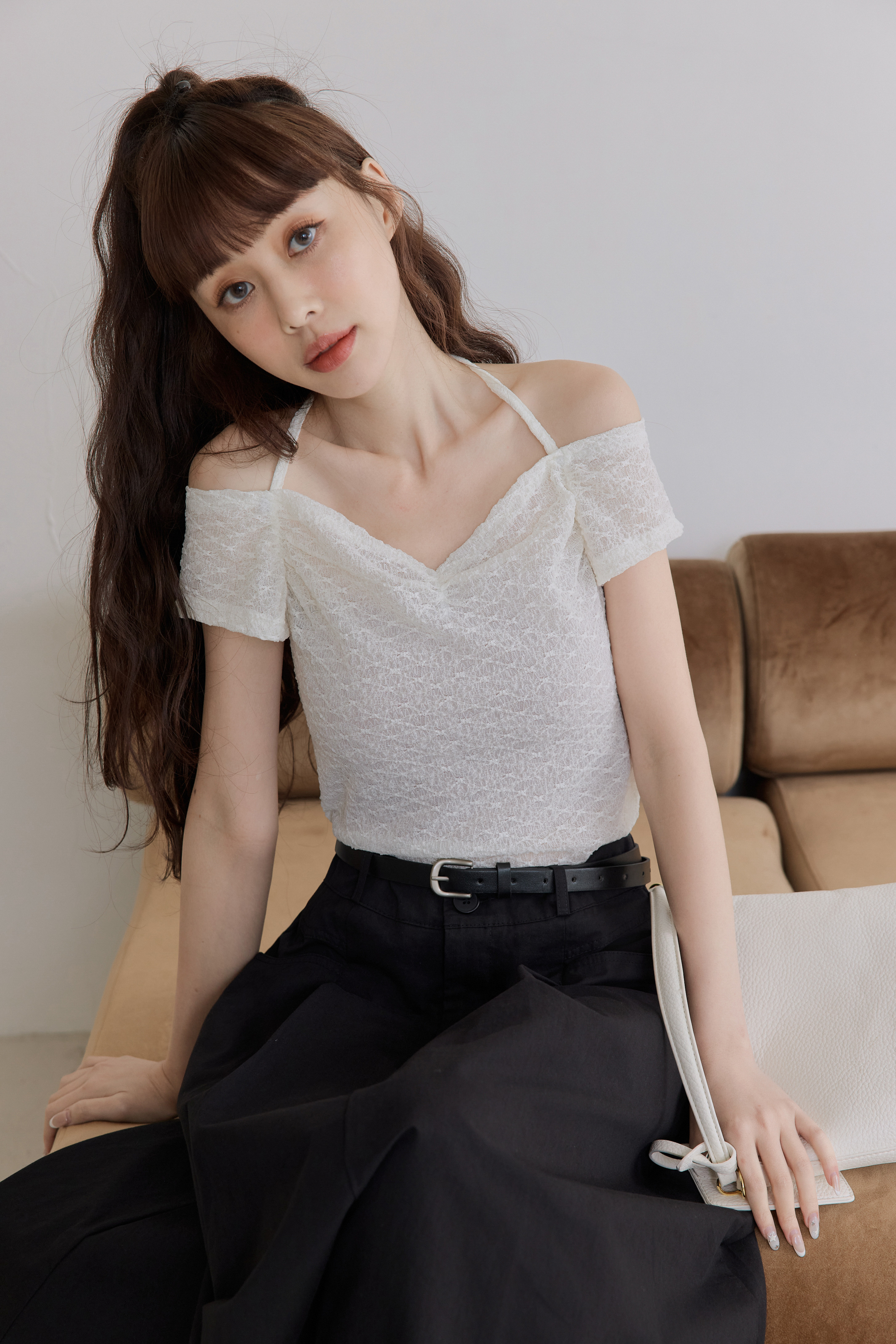 Textured Embossed Back-Tie Top