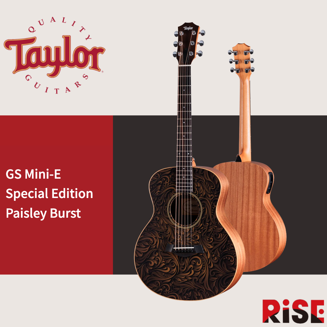 Taylor GS Mini-E Special Edition, Paisley Burst 黑色變形蟲 旅行吉他