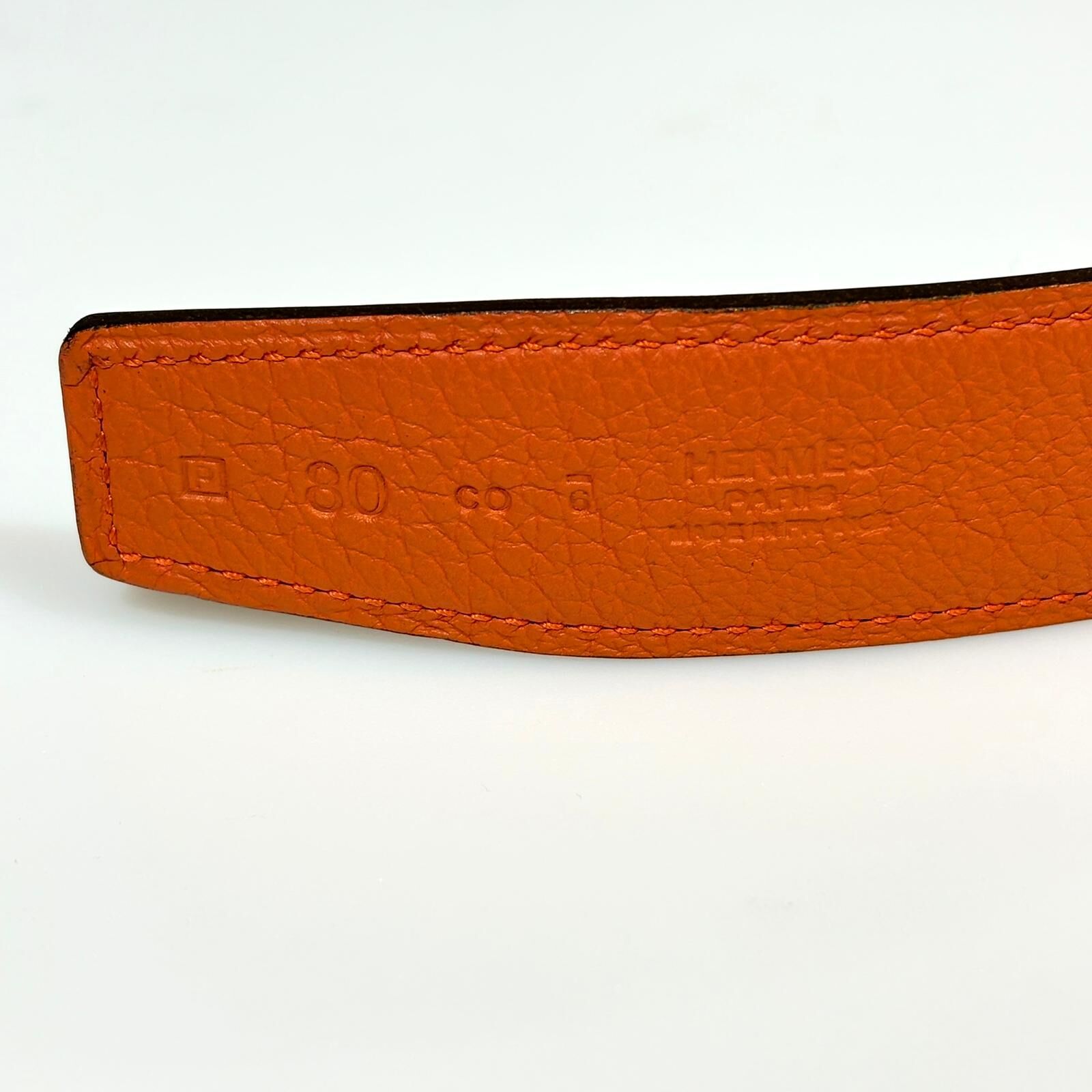 全新愛馬士皮帶80碼, 32mm,橙色TOGO, 黑色TC, 雙面腰帶, 銀色卵石H扣, HERMES BELT #BRAND NEW #香榭站正品