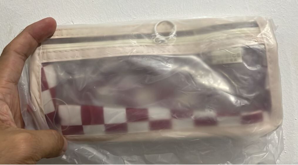 清货 红白格子笔袋