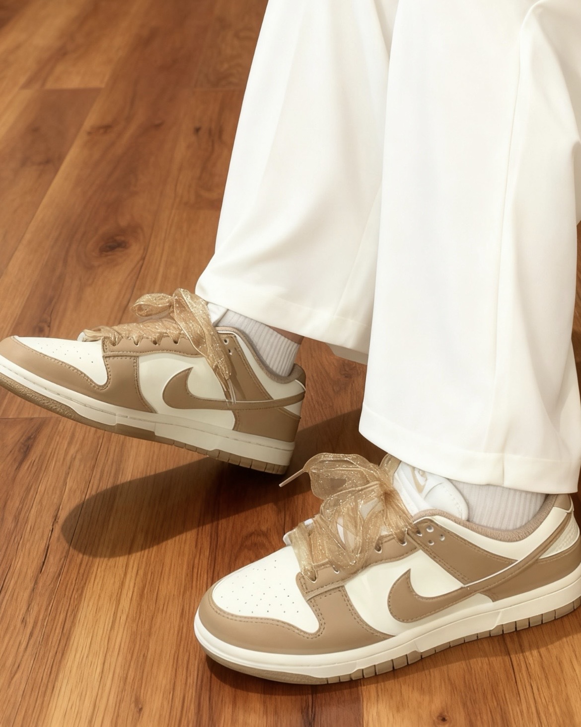 【逢甲 FUZZY】W Nike Dunk Low "Beige" 緞帶 絲巾 奶茶 IB7311-101