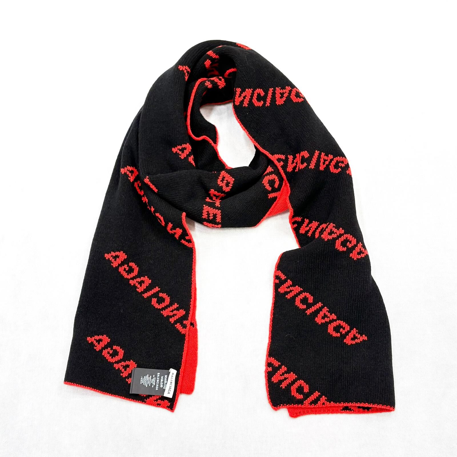全新BALENCIAGA SCARF MACRO 30x205cm 紅黑色羊毛 #巴黎世家圍巾 #男女合用 #BRAND NEW #香榭站正品